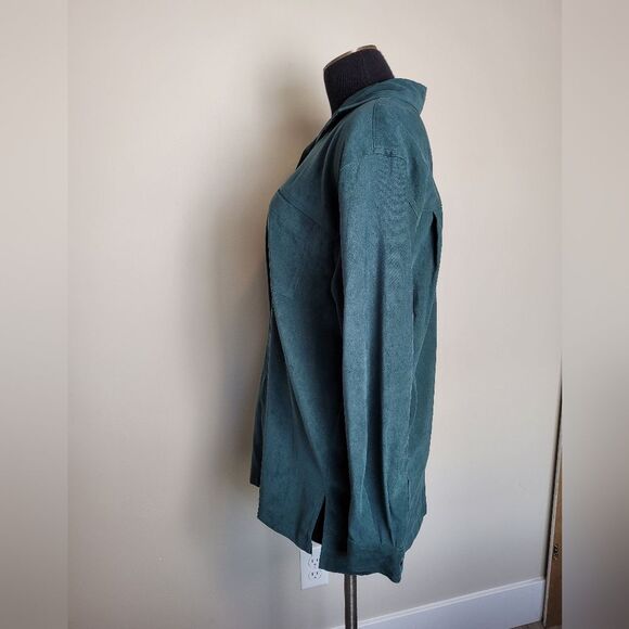 Vintage Classic Elements Stretch Chore Shirt Jacket Faux Suede Green Medium - Picture 4 of 13